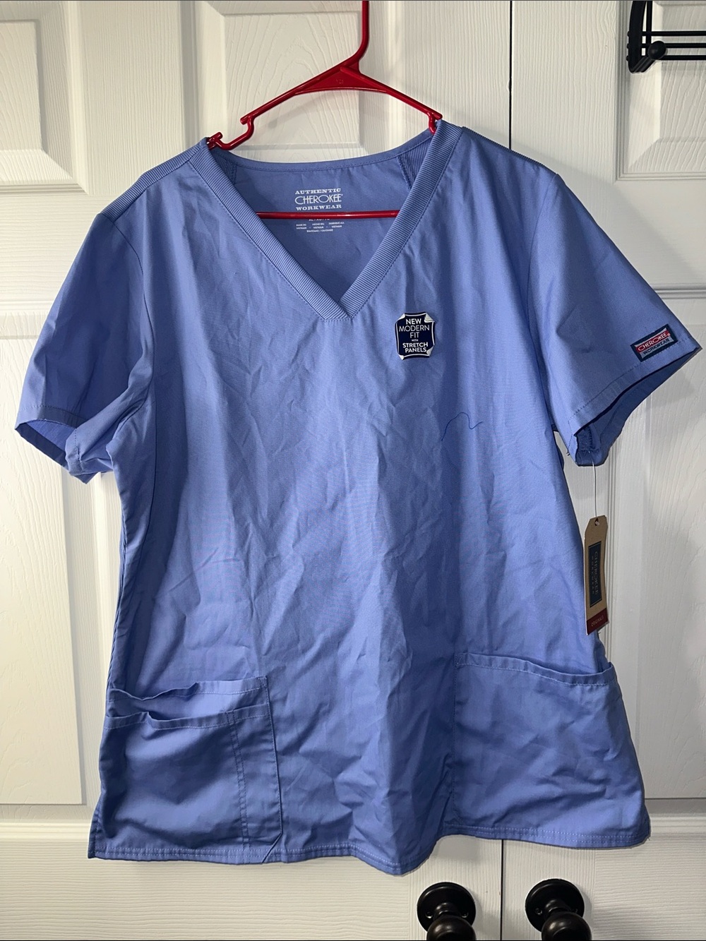 Cherokee V-Neck Scrub Top in Light Blue